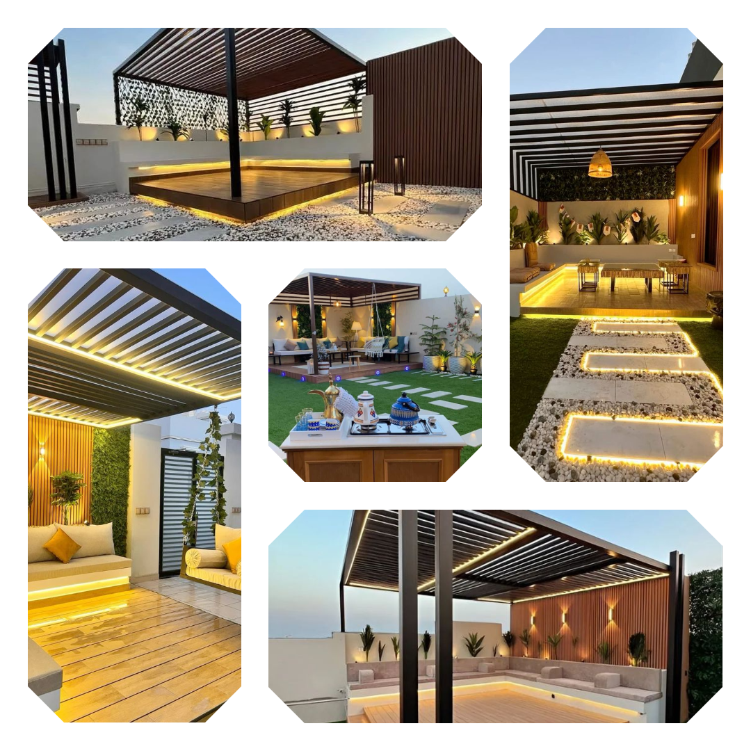 تنسيق المساحات الداخلية وتصميم وتنفيذ احدث اشكال البرجولات والجلسات بمساحات خضراء خلابه في الدمام والجبيل وجميع مدن المنطقة الشرقية